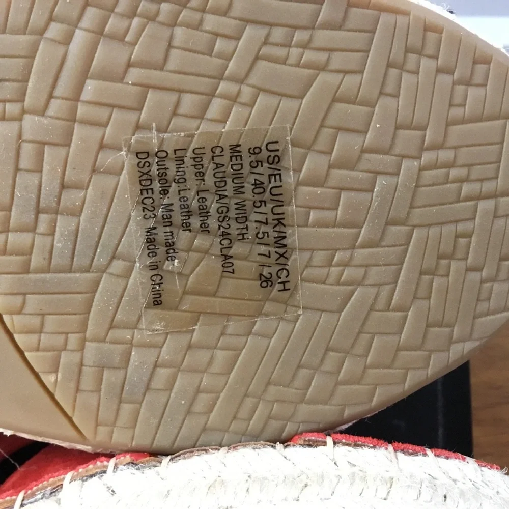 Gentle Souls Women Claudia Red Leather Wedge Espadrilles Sandal Size 9.5